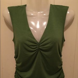 Windsor Green V Neck Top Side Rusching Detail M